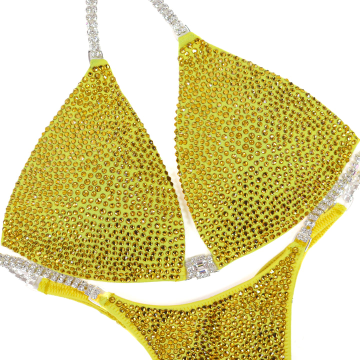 True Yellow Radiance  Angel Competition BikinisThe best NPC Competition Suits for the Bikini Division, Fit Model Division Suits, and bodybuilding suits.