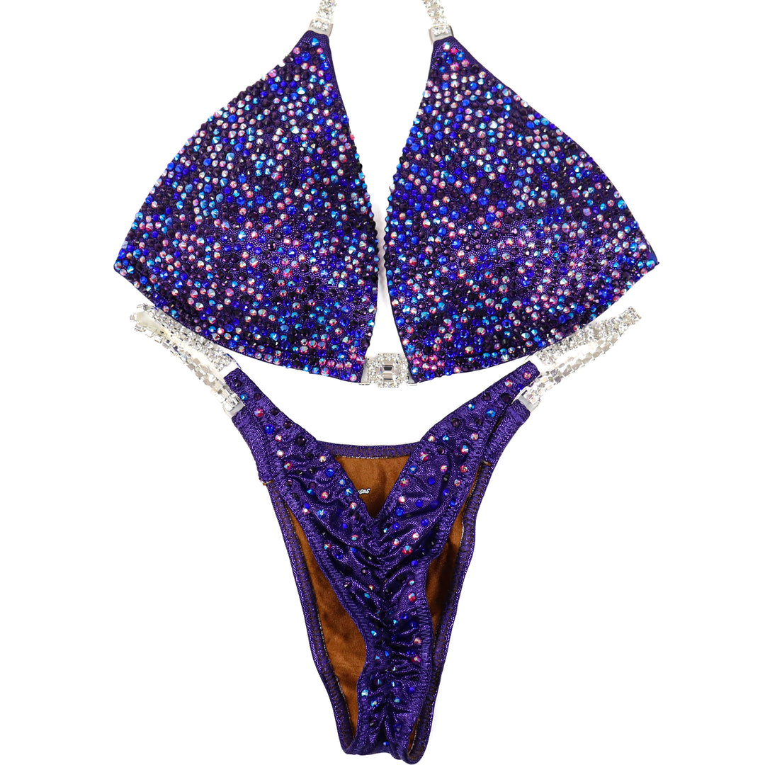QS ST: Brenda's Purple Shimmer Radiance. Medium Molded/Pro.  Angel Competition BikinisThe best NPC Competition Suits for the Bikini Division, Fit Model Division Suits, and bodybuilding suits.