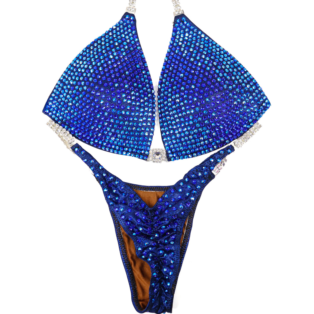 QS ST: Lucia's Sapphire Trinity. Medium Molded/Pro.  Angel Competition BikinisThe best NPC Competition Suits for the Bikini Division, Fit Model Division Suits, and bodybuilding suits.