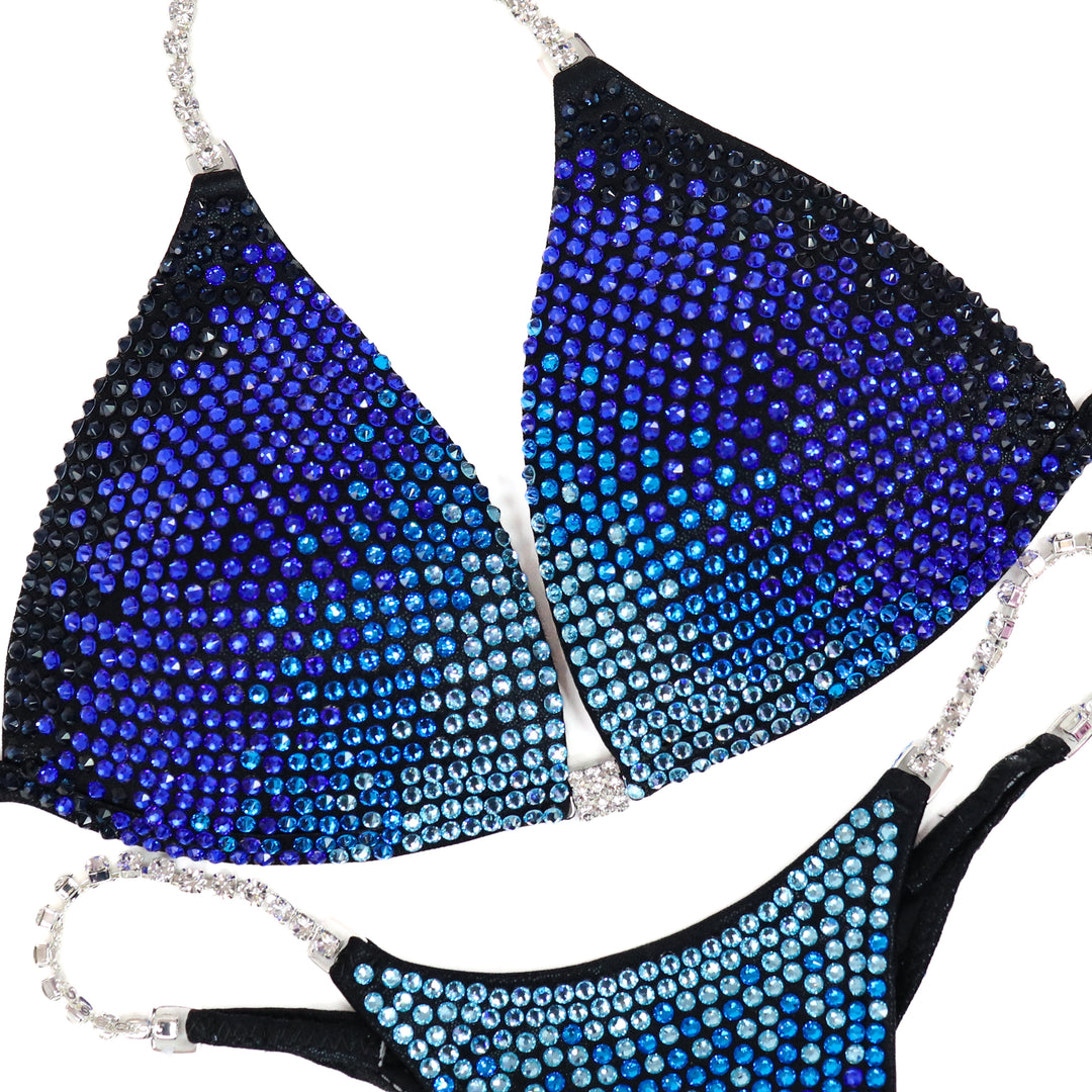 QS ST: Midnight Cascade. Wet Black. Medium Molded/Pro.  Angel Competition BikinisThe best NPC Competition Suits for the Bikini Division, Fit Model Division Suits, and bodybuilding suits.