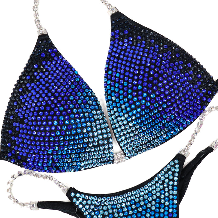 QS ST: Midnight Cascade. Wet Black. Medium Molded/Pro.  Angel Competition BikinisThe best NPC Competition Suits for the Bikini Division, Fit Model Division Suits, and bodybuilding suits.