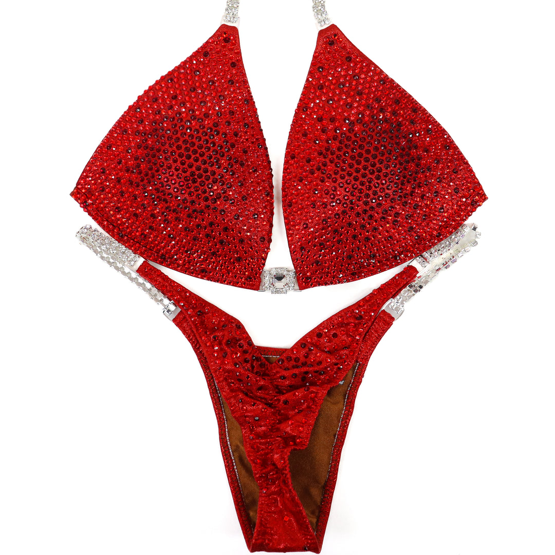 QS ST: Eli's Reverse Red Nova. Medium Molded/Pro.  Angel Competition BikinisThe best NPC Competition Suits for the Bikini Division, Fit Model Division Suits, and bodybuilding suits.