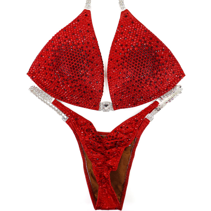 QS ST: Eli's Reverse Red Nova. Medium Molded/Pro.  Angel Competition BikinisThe best NPC Competition Suits for the Bikini Division, Fit Model Division Suits, and bodybuilding suits.