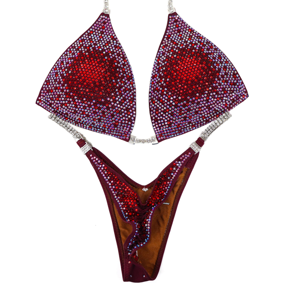 QS ST: Crystal Nova 3 Color. Matte Maroon. Large Molded/Micro.  Angel Competition BikinisThe best NPC Competition Suits for the Bikini Division, Fit Model Division Suits, and bodybuilding suits.