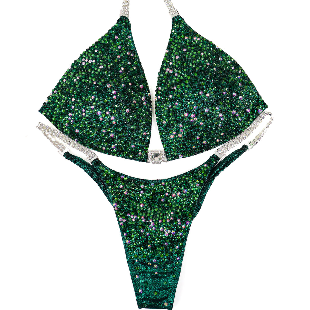 QS ST: Emerald Radiance. Hologram Emerald. Medium Molded/Pro.  Angel Competition BikinisThe best NPC Competition Suits for the Bikini Division, Fit Model Division Suits, and bodybuilding suits.