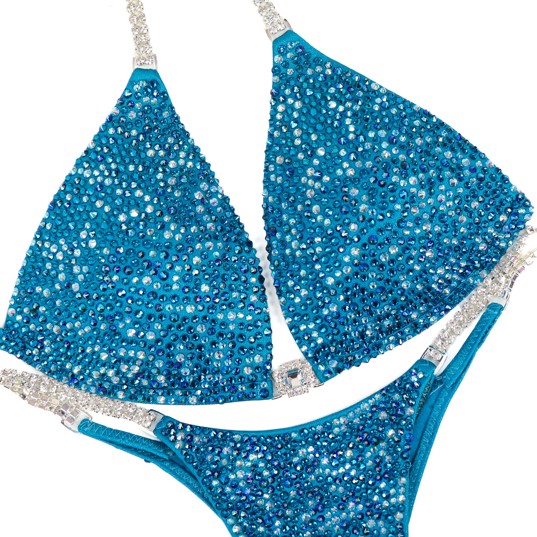 QS ST: Ocean Water Radiance. Medium Molded/Pro.  Angel Competition BikinisThe best NPC Competition Suits for the Bikini Division, Fit Model Division Suits, and bodybuilding suits.
