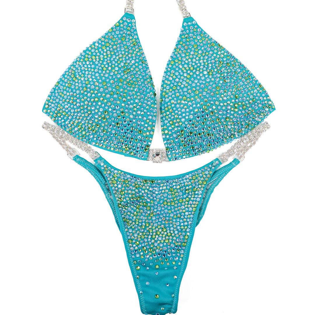 QS ST: Peridot AB Radiance. Medium Molded/Pro.  Angel Competition BikinisThe best NPC Competition Suits for the Bikini Division, Fit Model Division Suits, and bodybuilding suits.
