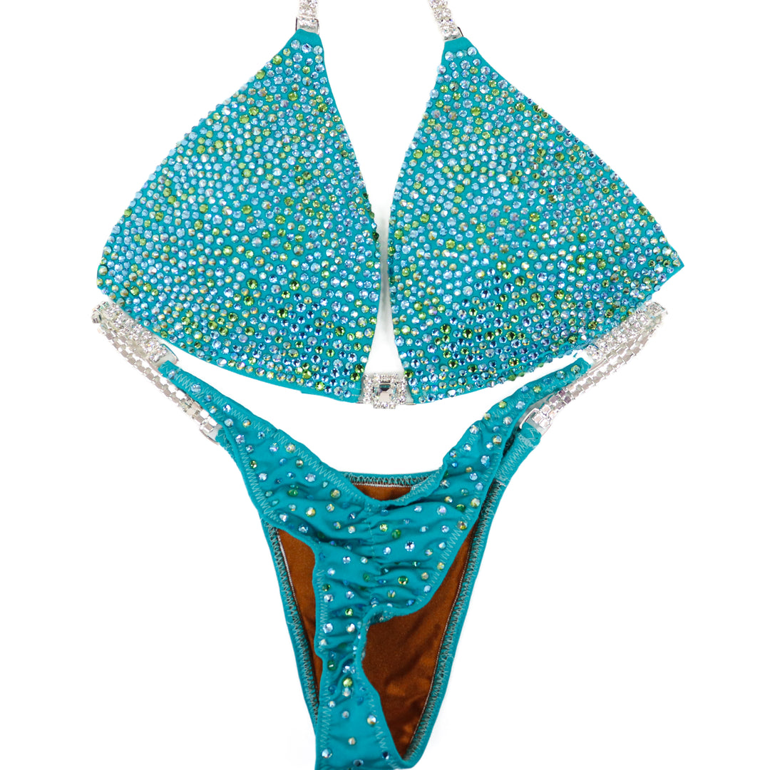 QS ST: Peridot AB Radiance. Medium Molded/Pro.  Angel Competition BikinisThe best NPC Competition Suits for the Bikini Division, Fit Model Division Suits, and bodybuilding suits.