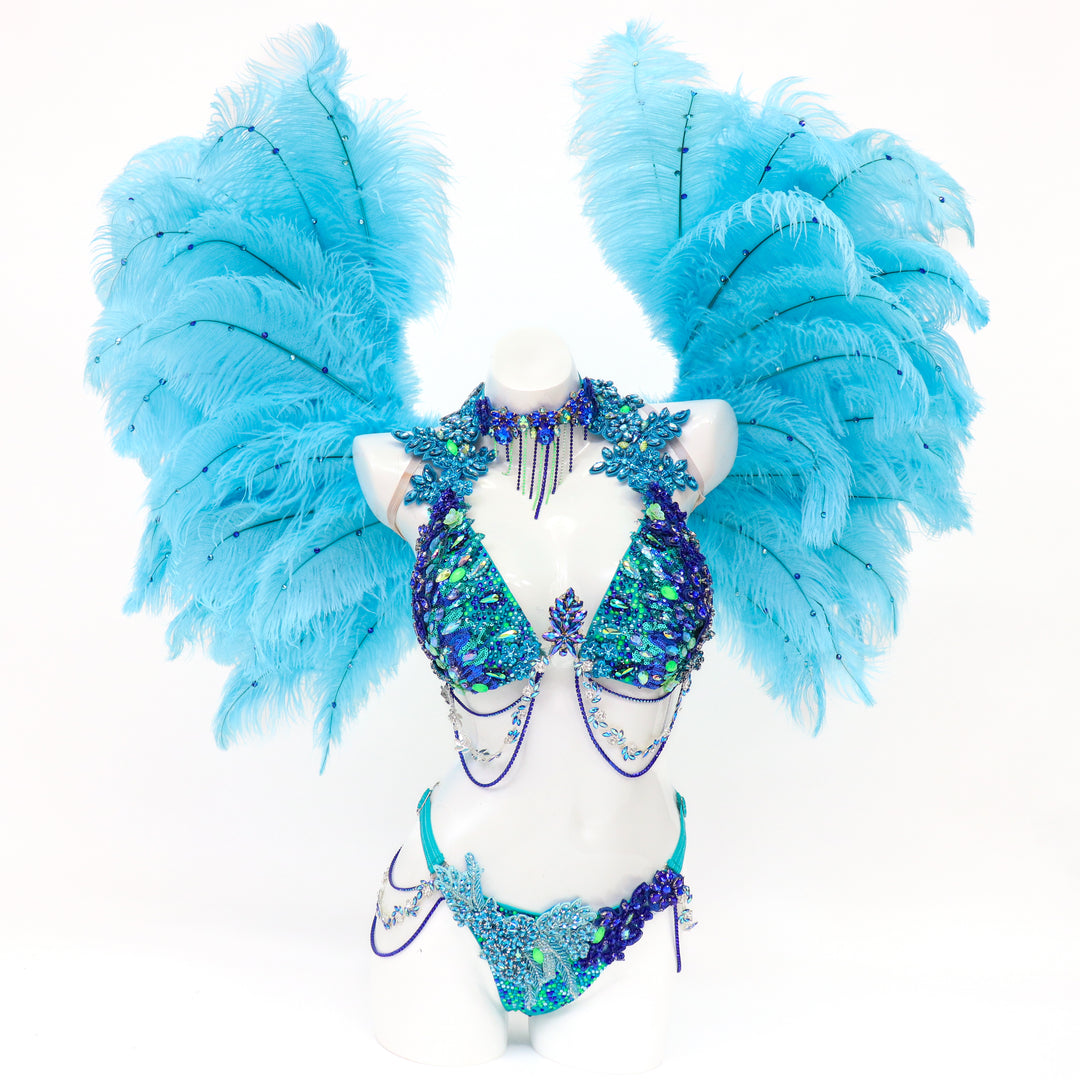 QS ST: Couture Angel Wings/Crystalized Aqua.  Angel Competition BikinisThe best NPC Competition Suits for the Bikini Division, Fit Model Division Suits, and bodybuilding suits.
