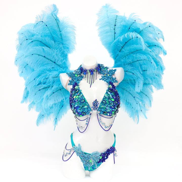QS ST: Couture Angel Wings/Crystalized Aqua.  Angel Competition BikinisThe best NPC Competition Suits for the Bikini Division, Fit Model Division Suits, and bodybuilding suits.