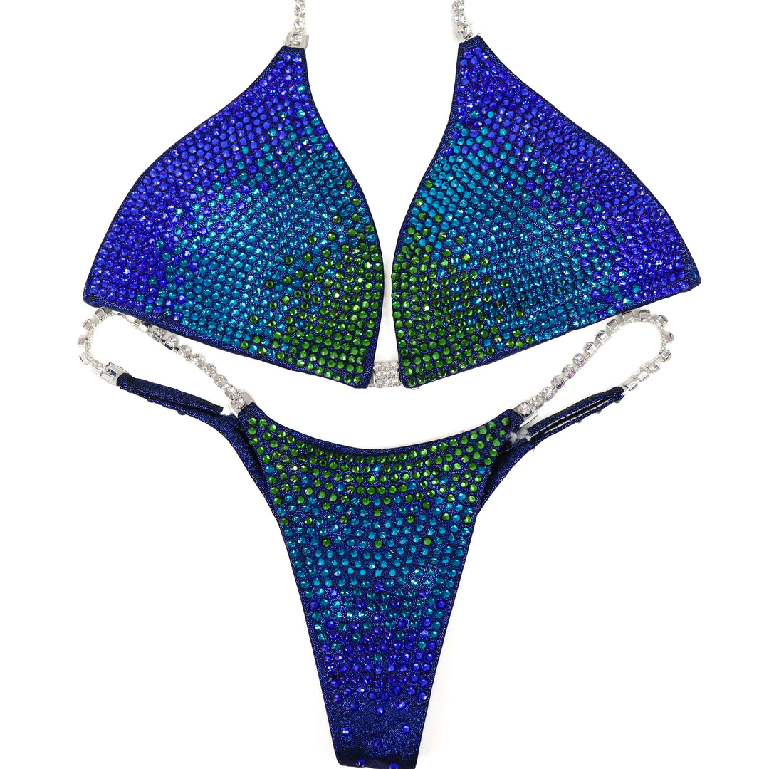 QS ST: Casey's Jungle Cascade. Medium/Pro.  Angel Competition BikinisThe best NPC Competition Suits for the Bikini Division, Fit Model Division Suits, and bodybuilding suits.