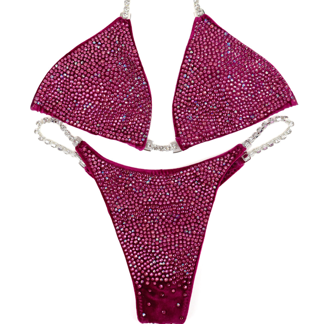 QS ST: Crystal Radiance. Velvet Magenta. Small/Micro with Modest Rise.  Angel Competition BikinisThe best NPC Competition Suits for the Bikini Division, Fit Model Division Suits, and bodybuilding suits.