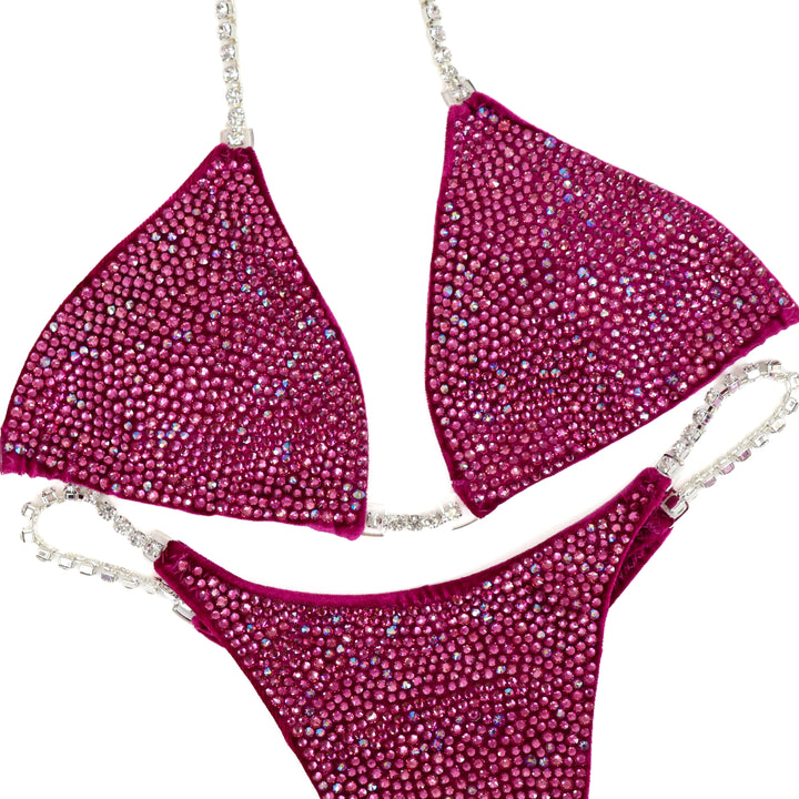 QS ST: Crystal Radiance. Velvet Magenta. Small/Micro with Modest Rise.  Angel Competition BikinisThe best NPC Competition Suits for the Bikini Division, Fit Model Division Suits, and bodybuilding suits.