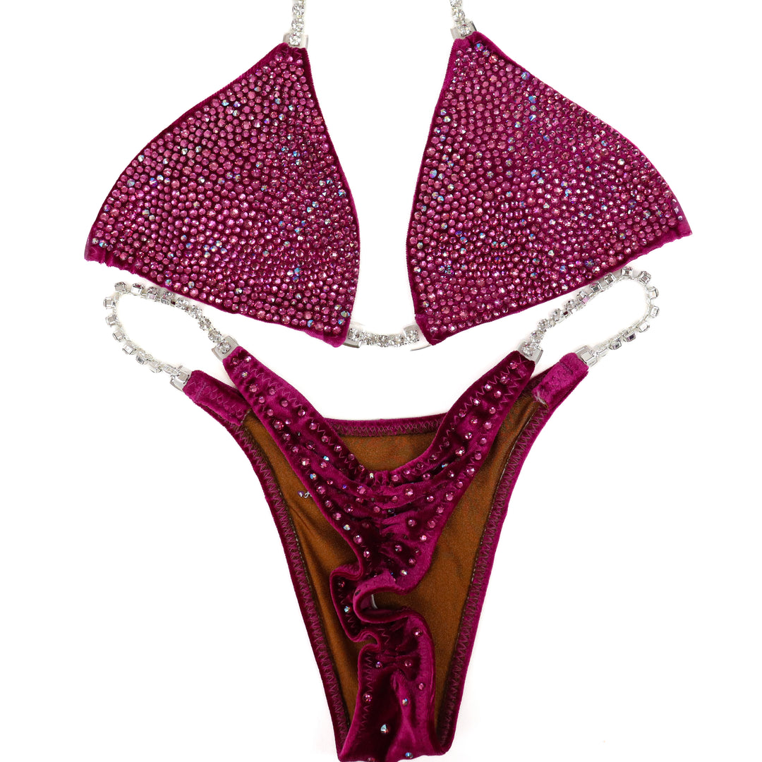 QS ST: Crystal Radiance. Velvet Magenta. Small/Micro with Modest Rise.  Angel Competition BikinisThe best NPC Competition Suits for the Bikini Division, Fit Model Division Suits, and bodybuilding suits.