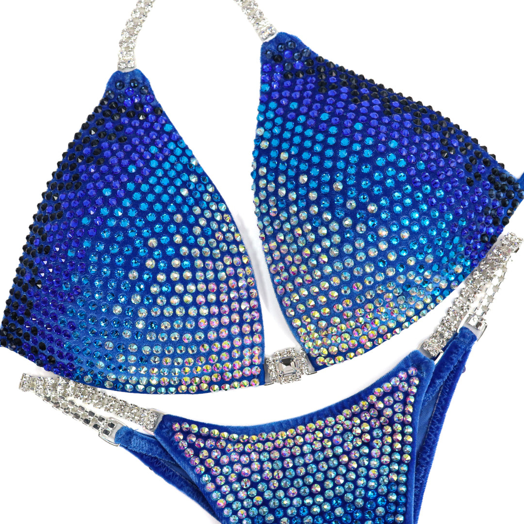 QS ST: Royal Diamond Cascade. Velvet Royal. Medium Molded/Pro.  Angel Competition BikinisThe best NPC Competition Suits for the Bikini Division, Fit Model Division Suits, and bodybuilding suits.