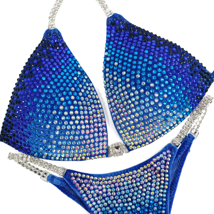 QS ST: Royal Diamond Cascade. Velvet Royal. Medium Molded/Pro.  Angel Competition BikinisThe best NPC Competition Suits for the Bikini Division, Fit Model Division Suits, and bodybuilding suits.