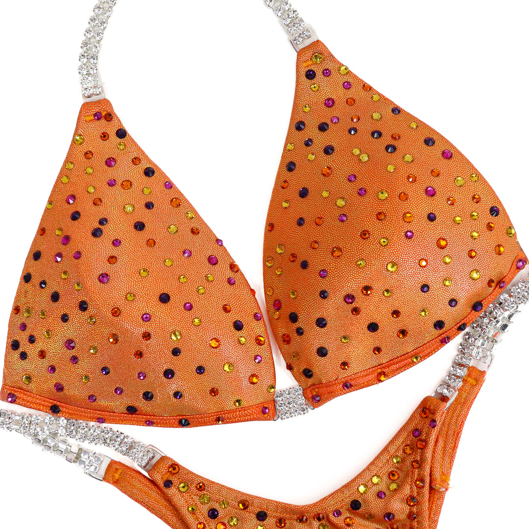 QS ST: Angel Dust. Hologram Orange. Small Molded/Pro.  Angel Competition BikinisThe best NPC Competition Suits for the Bikini Division, Fit Model Division Suits, and bodybuilding suits.