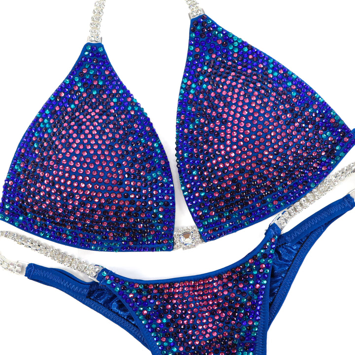 Sapphire Sizzle Nova – crystal competition bikini for NPC Bikini and Wellness