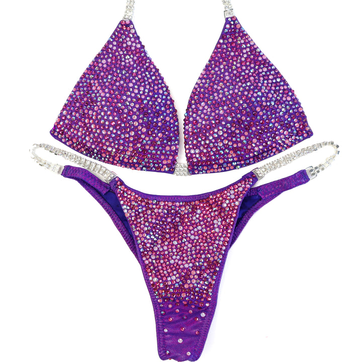 QS ST: Crystal Radiance. Hologram Purple. Small Molded/Pro.  Angel Competition BikinisThe best NPC Competition Suits for the Bikini Division, Fit Model Division Suits, and bodybuilding suits.