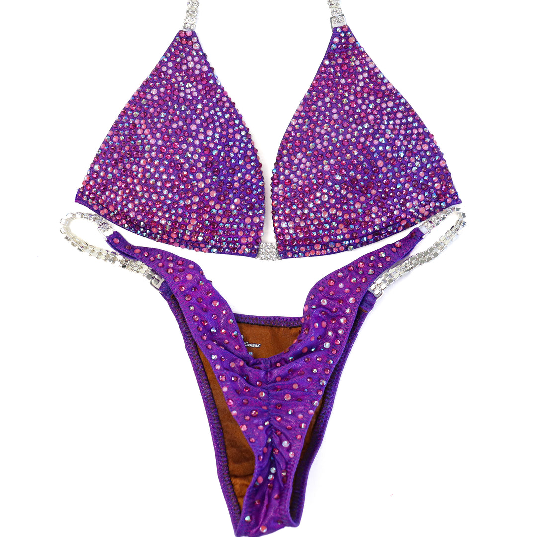 QS ST: Crystal Radiance. Hologram Purple. Small Molded/Pro.  Angel Competition BikinisThe best NPC Competition Suits for the Bikini Division, Fit Model Division Suits, and bodybuilding suits.