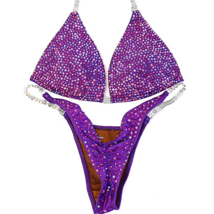 QS ST: Crystal Radiance. Hologram Purple. Small Molded/Pro.  Angel Competition BikinisThe best NPC Competition Suits for the Bikini Division, Fit Model Division Suits, and bodybuilding suits.