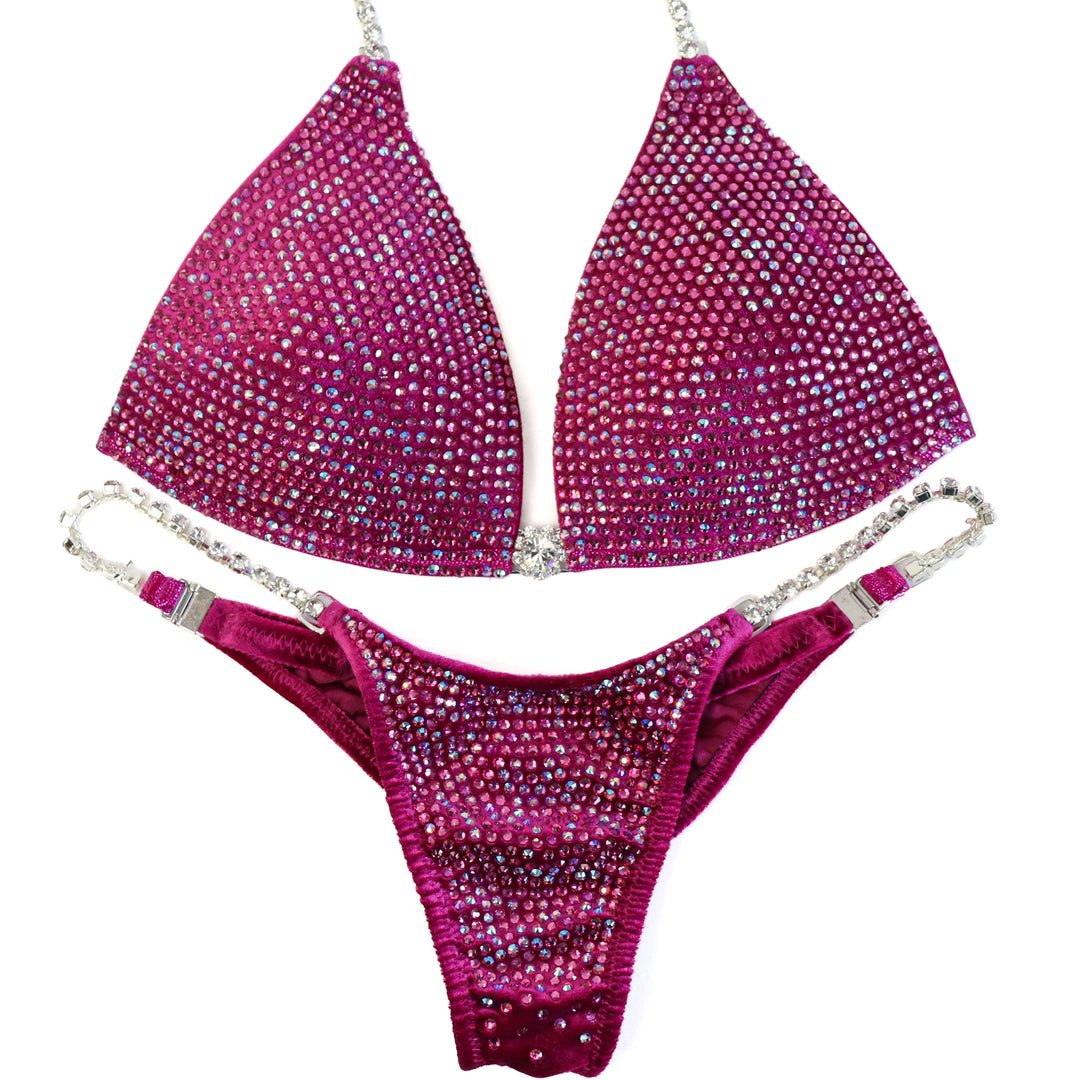 QS ST: Angel Pro Multi Color. Velvet Magenta. Medium Molded/Pro with Petite Rise.  Angel Competition BikinisThe best NPC Competition Suits for the Bikini Division, Fit Model Division Suits, and bodybuilding suits.