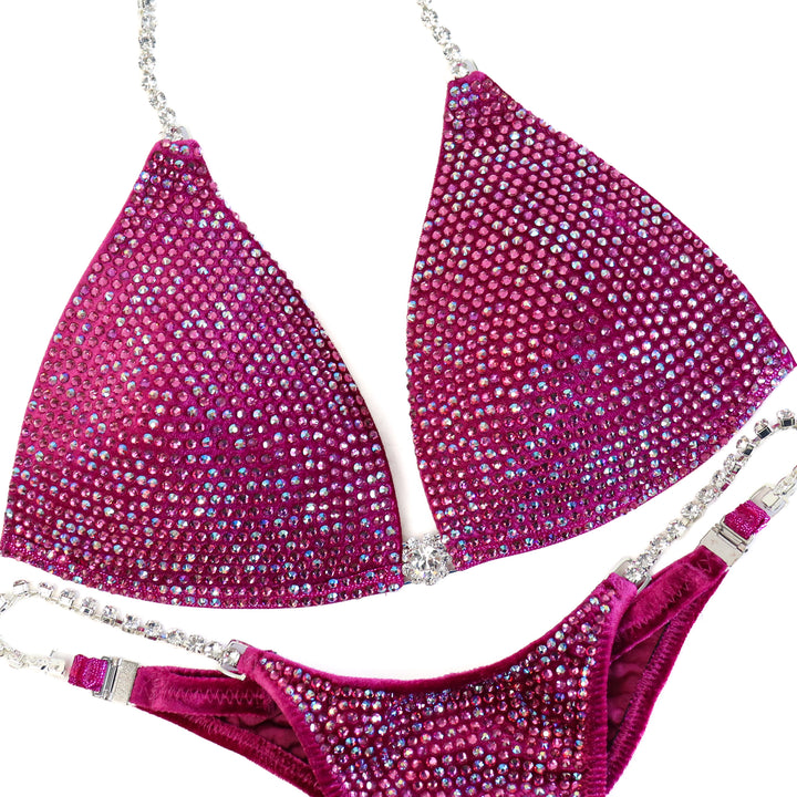 QS ST: Angel Pro Multi Color. Velvet Magenta. Medium Molded/Pro with Petite Rise.  Angel Competition BikinisThe best NPC Competition Suits for the Bikini Division, Fit Model Division Suits, and bodybuilding suits.