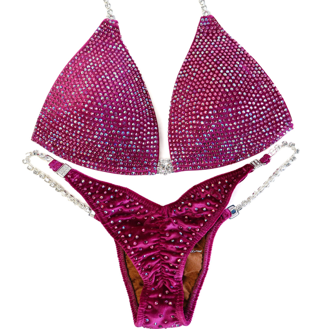 QS ST: Angel Pro Multi Color. Velvet Magenta. Medium Molded/Pro with Petite Rise.  Angel Competition BikinisThe best NPC Competition Suits for the Bikini Division, Fit Model Division Suits, and bodybuilding suits.
