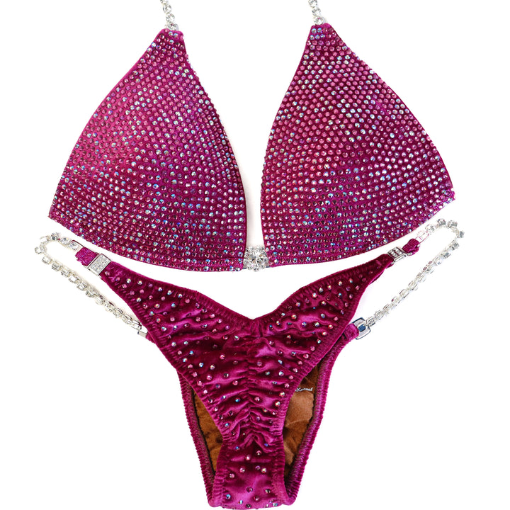 QS ST: Angel Pro Multi Color. Velvet Magenta. Medium Molded/Pro with Petite Rise.  Angel Competition BikinisThe best NPC Competition Suits for the Bikini Division, Fit Model Division Suits, and bodybuilding suits.