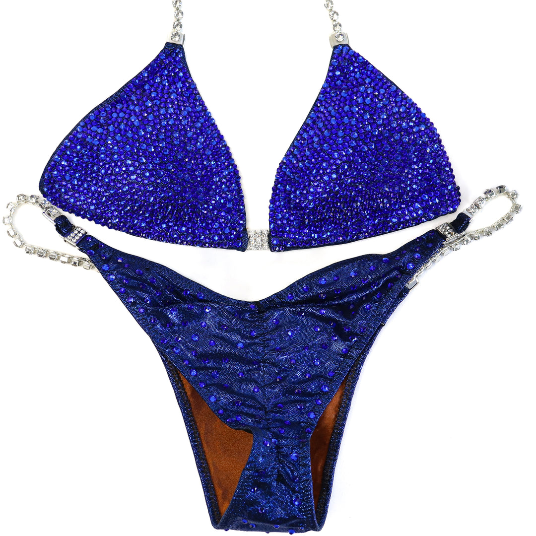 QS ST: Deep Blue Diamond Radiance. Small/Brazilian with Modest Rise.  Angel Competition BikinisThe best NPC Competition Suits for the Bikini Division, Fit Model Division Suits, and bodybuilding suits.
