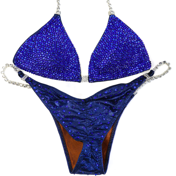 QS ST: Deep Blue Diamond Radiance. Small/Brazilian with Modest Rise.  Angel Competition BikinisThe best NPC Competition Suits for the Bikini Division, Fit Model Division Suits, and bodybuilding suits.