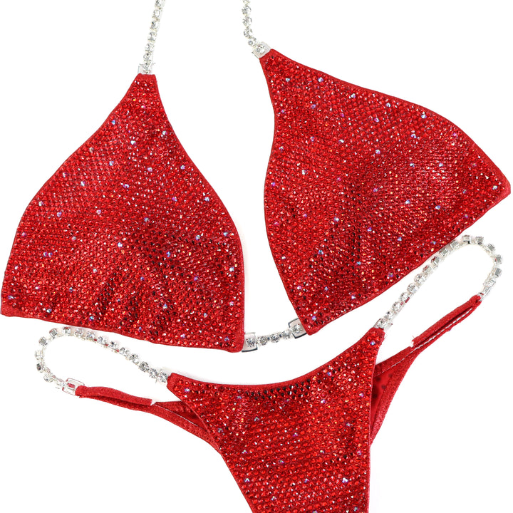 QS ST: Red Angel Shimmer. Large/Pro.  Angel Competition BikinisThe best NPC Competition Suits for the Bikini Division, Fit Model Division Suits, and bodybuilding suits.