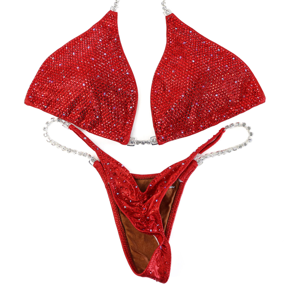 QS ST: Red Angel Shimmer. Large/Pro.  Angel Competition BikinisThe best NPC Competition Suits for the Bikini Division, Fit Model Division Suits, and bodybuilding suits.
