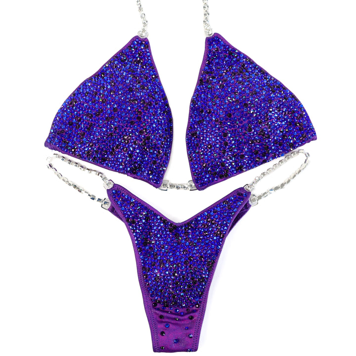 Pre Owned: Blurple Radiance. Medium/Micro with Petite Rise.  Angel Competition BikinisThe best NPC Competition Suits for the Bikini Division, Fit Model Division Suits, and bodybuilding suits.