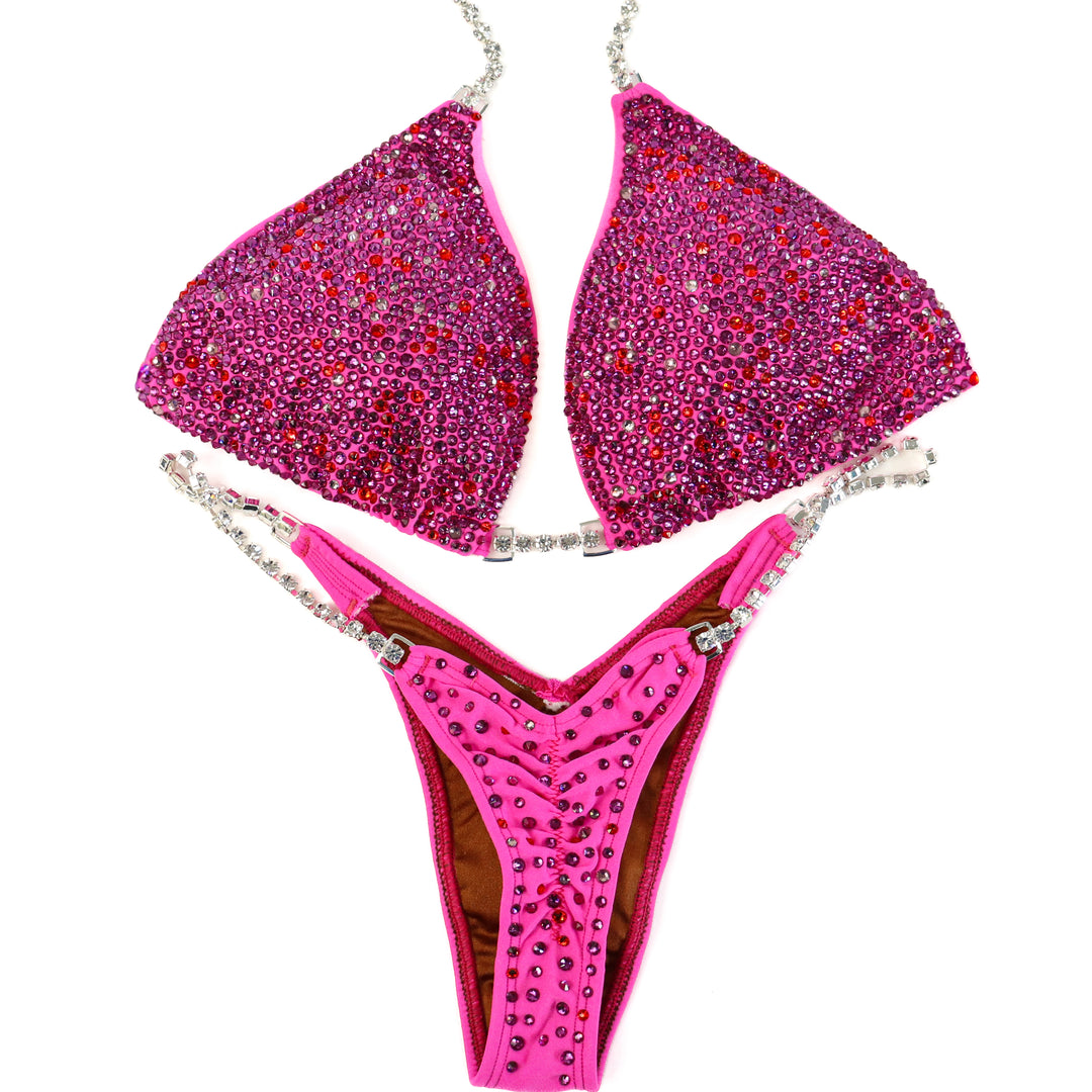 Pre Owned: Pink Amethyst Radiance. Medium/Micro with Petite Rise, Extreme V.  Angel Competition BikinisThe best NPC Competition Suits for the Bikini Division, Fit Model Division Suits, and bodybuilding suits.