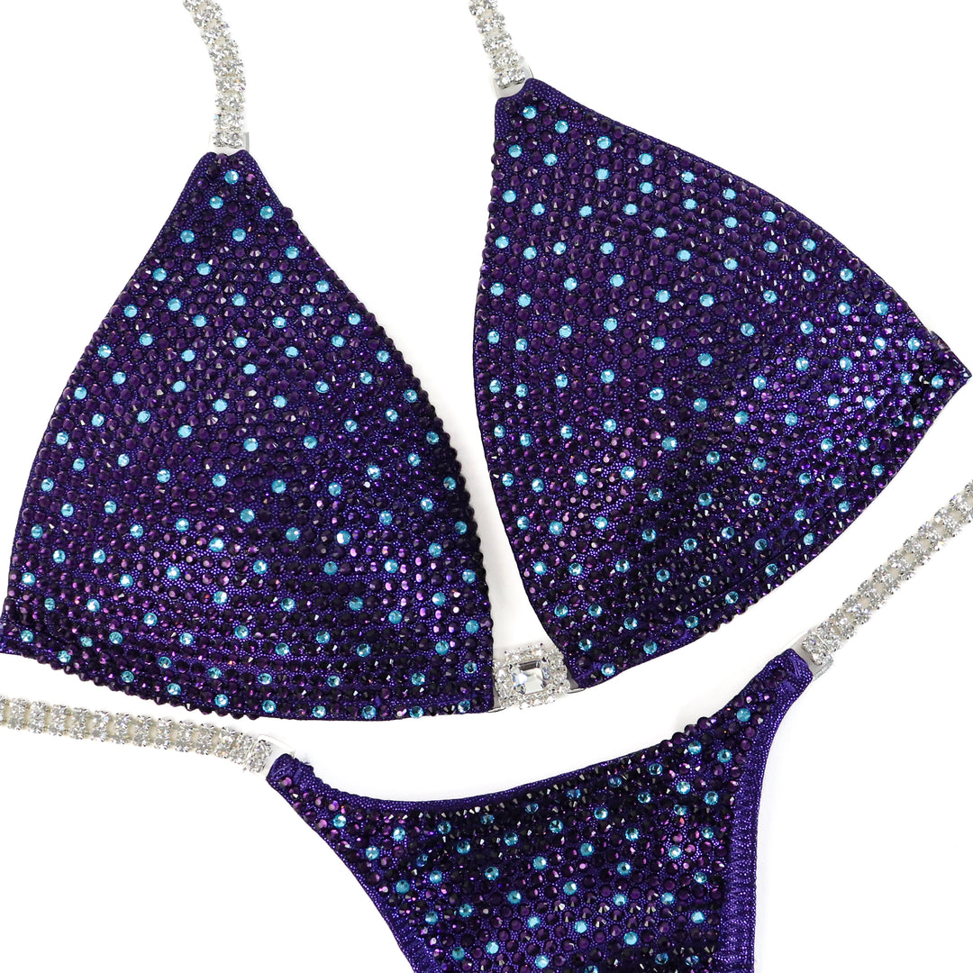 Violet Vortex Shimmer  Angel Competition BikinisThe best NPC Competition Suits for the Bikini Division, Fit Model Division Suits, and bodybuilding suits.