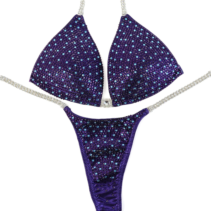 QS ST: Violet Vortex Shimmer. Medium Molded/Pro.  Angel Competition BikinisThe best NPC Competition Suits for the Bikini Division, Fit Model Division Suits, and bodybuilding suits.