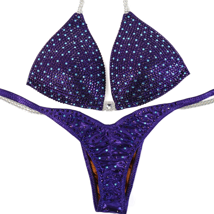 QS ST: Violet Vortex Shimmer. Medium Molded/Pro.  Angel Competition BikinisThe best NPC Competition Suits for the Bikini Division, Fit Model Division Suits, and bodybuilding suits.
