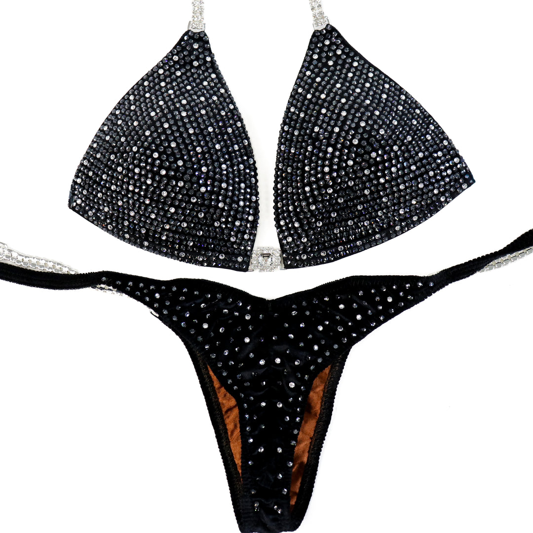 QS ST: Obsidian Halo Shimmer. Medium Molded/Pro.  Angel Competition BikinisThe best NPC Competition Suits for the Bikini Division, Fit Model Division Suits, and bodybuilding suits.