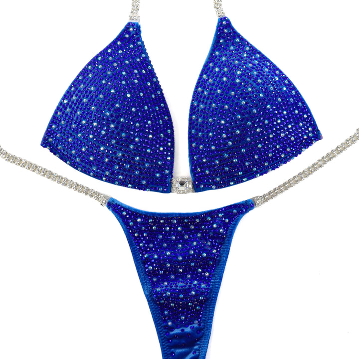 QS ST: Blue Velvet Angel Shimmer. Medium Molded/Pro.  Angel Competition BikinisThe best NPC Competition Suits for the Bikini Division, Fit Model Division Suits, and bodybuilding suits.