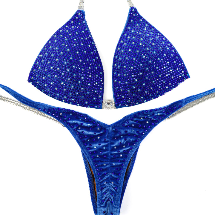 QS ST: Blue Velvet Angel Shimmer. Medium Molded/Pro.  Angel Competition BikinisThe best NPC Competition Suits for the Bikini Division, Fit Model Division Suits, and bodybuilding suits.