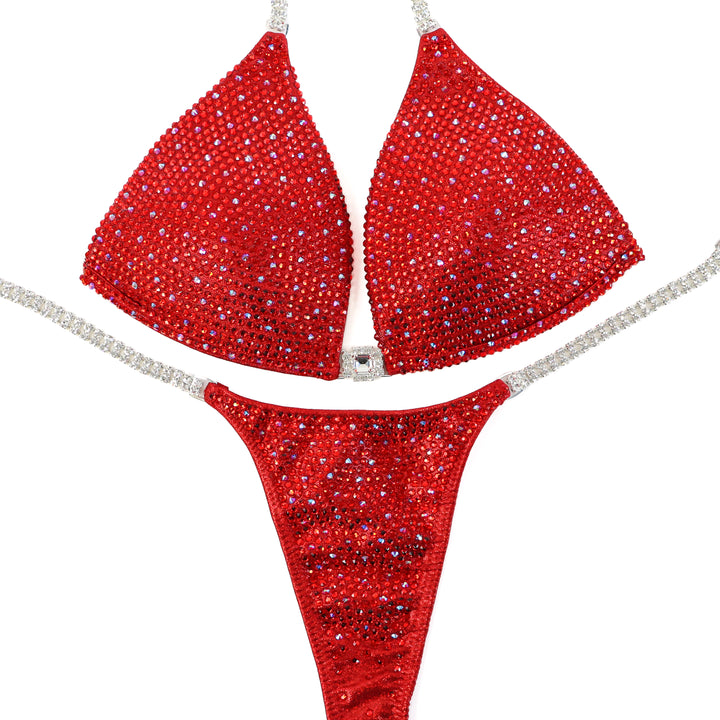 QS ST: Red Angel Shimmer. Medium Molded/Pro.  Angel Competition BikinisThe best NPC Competition Suits for the Bikini Division, Fit Model Division Suits, and bodybuilding suits.