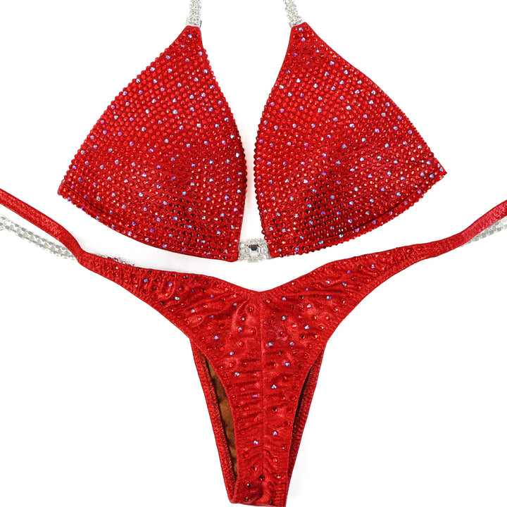 QS ST: Red Angel Shimmer. Medium Molded/Pro.  Angel Competition BikinisThe best NPC Competition Suits for the Bikini Division, Fit Model Division Suits, and bodybuilding suits.