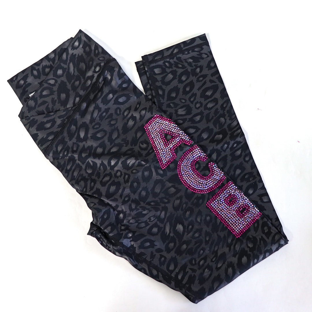 QS CL: Crystalized Black Cheetah Leggings- Medium  Angel Competition BikinisThe best NPC Competition Suits for the Bikini Division, Fit Model Division Suits, and bodybuilding suits.
