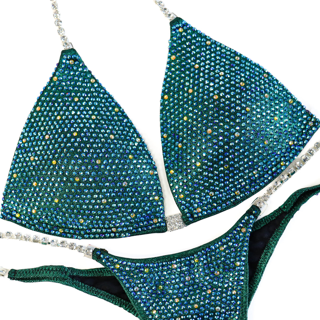 QS ST: Angel Shimmer. Hologram Emerald. Medium Molded/Pro.  Angel Competition BikinisThe best NPC Competition Suits for the Bikini Division, Fit Model Division Suits, and bodybuilding suits.