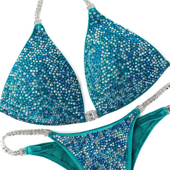 Velvet Teal Ocean Sky Radiance  Angel Competition BikinisThe best NPC Competition Suits for the Bikini Division, Fit Model Division Suits, and bodybuilding suits.