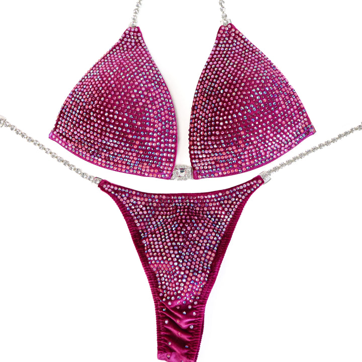 QS ST: Velvet Magenta Crystal Nova. Medium Molded/Pro with Modest Rise  Angel Competition BikinisThe best NPC Competition Suits for the Bikini Division, Fit Model Division Suits, and bodybuilding suits.