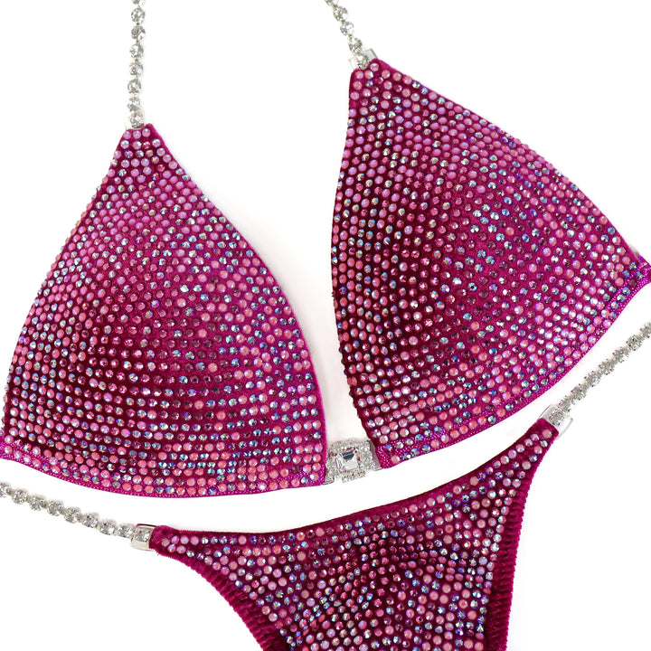 QS ST: Velvet Magenta Crystal Nova. Medium Molded/Pro with Modest Rise  Angel Competition BikinisThe best NPC Competition Suits for the Bikini Division, Fit Model Division Suits, and bodybuilding suits.