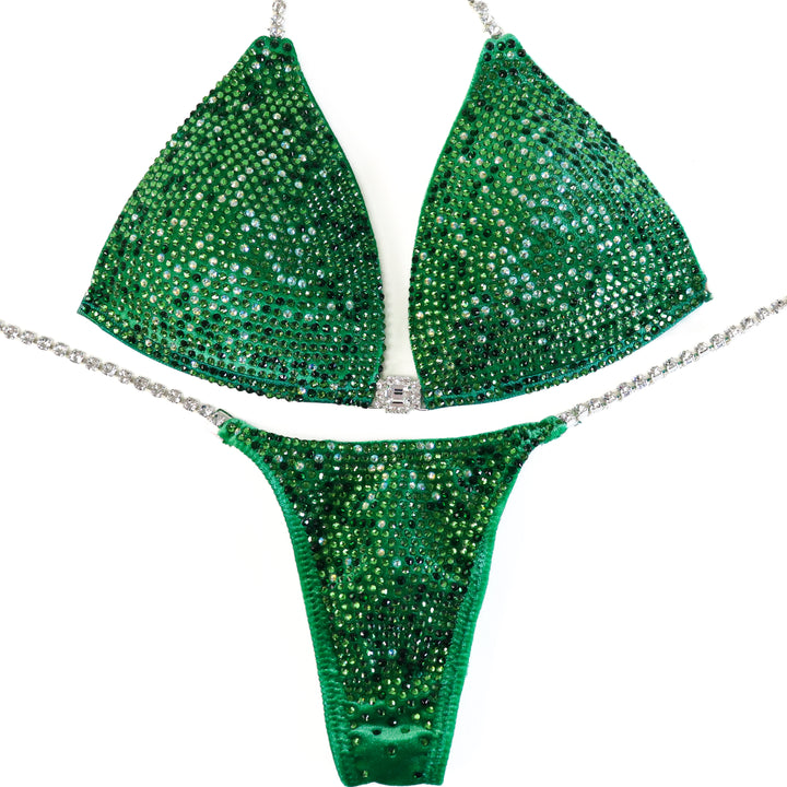 QS ST: Crystal Nova 2 Color. Velvet Green. Medium Molded/Pro.  Angel Competition BikinisThe best NPC Competition Suits for the Bikini Division, Fit Model Division Suits, and bodybuilding suits.
