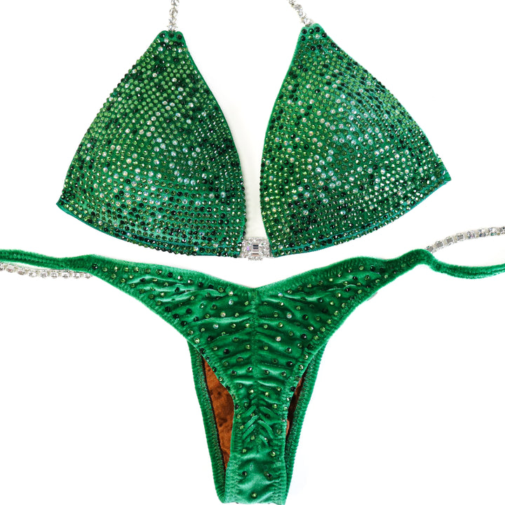 QS ST: Crystal Nova 2 Color. Velvet Green. Medium Molded/Pro.  Angel Competition BikinisThe best NPC Competition Suits for the Bikini Division, Fit Model Division Suits, and bodybuilding suits.